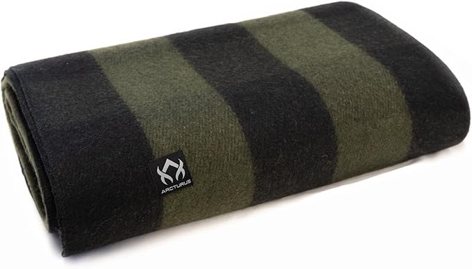 Arcturus Plaid Wool Blankets - 4.5lbs Warm, Heavy, Washable, Large | Great for Camping, Outdoors