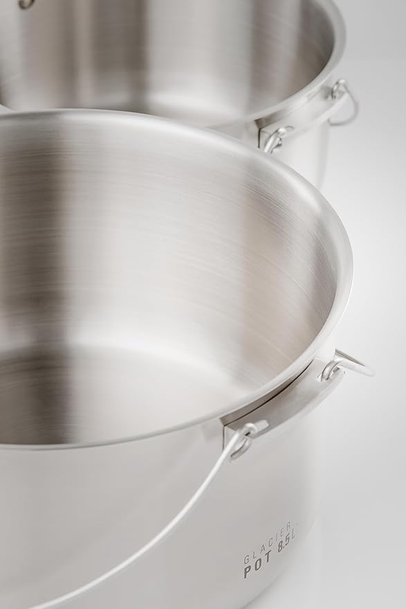 GSI Outdoors Glacier Stainless Troop Cookset, Compact Pan & Pot Camping Set, for Travel and
