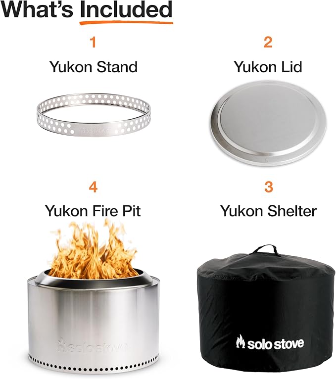 Solo Stove Yukon Amazon Exclusive Bundle | Smokeless Fire Pit with Stand, Lid & Shelter | Wood