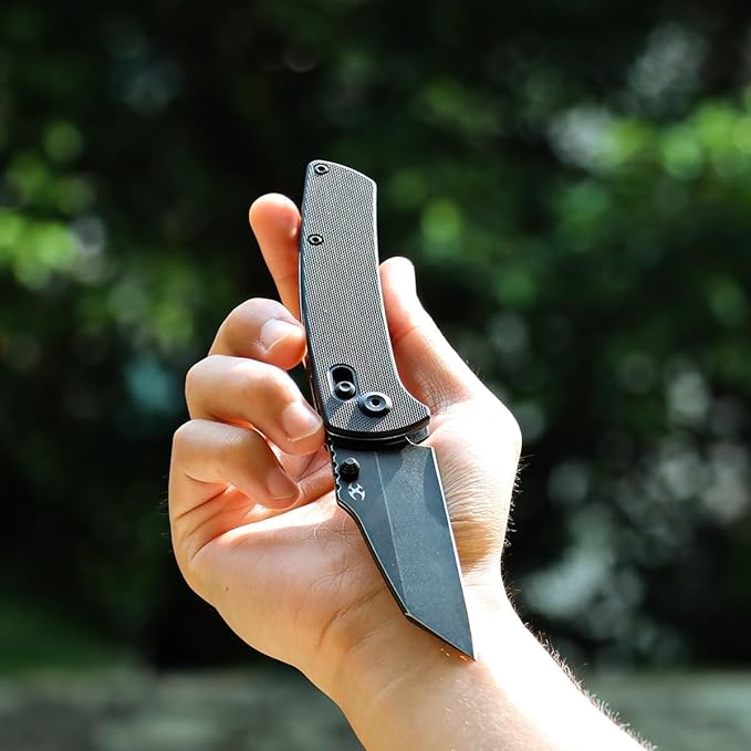 KANSEPT Main Street Pocket Folding Knife, 3.36''Black Ticn Coated 154cm Sharp Steel Blade, G10