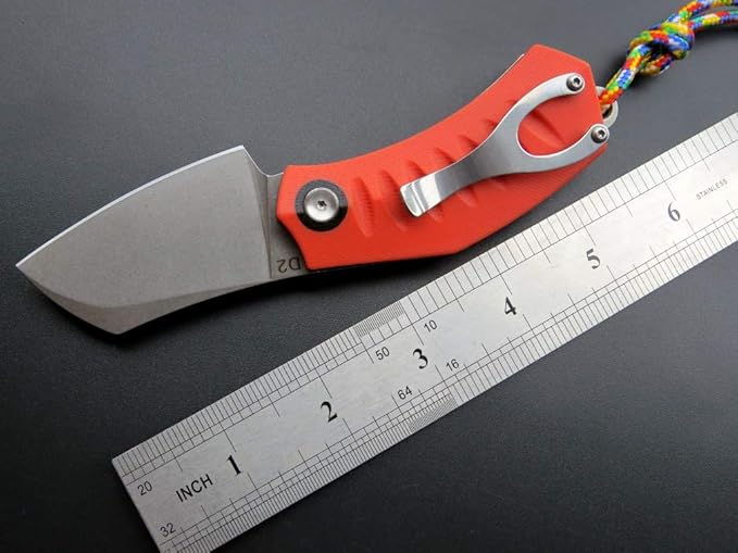 Eafengrow EF85 Folding Knife with Clip Stone Wash D2 Steel Blade G10 Handle Pocket Knife Ball