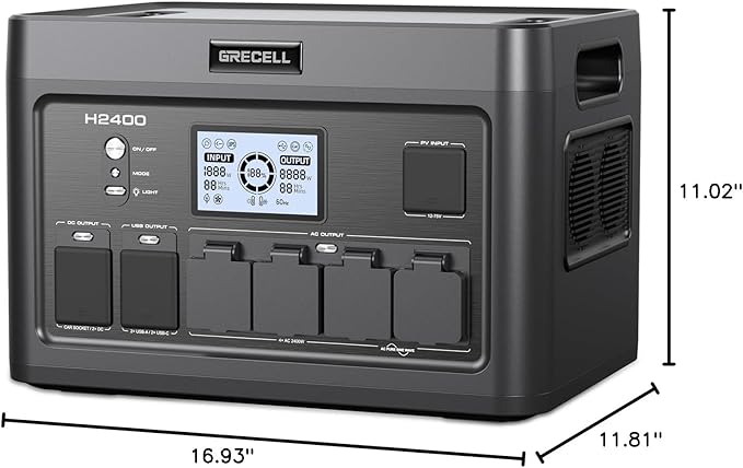 Portable Power Station 2400W, 1843Wh LiFePO4 Solar Generator UPS Home Battery Backup Power w/4