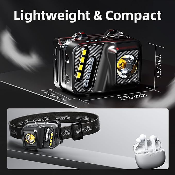 WARSUN Rechargeable Lightweight Headlamp 2 Packs ??750 Lumens Running & Helmet Light, LED Head