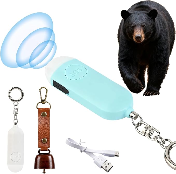Rechargeable Bear Horn with 130dB Loud Alarm & LED Strobe Light – Ultra-Lightweight Personal Safety