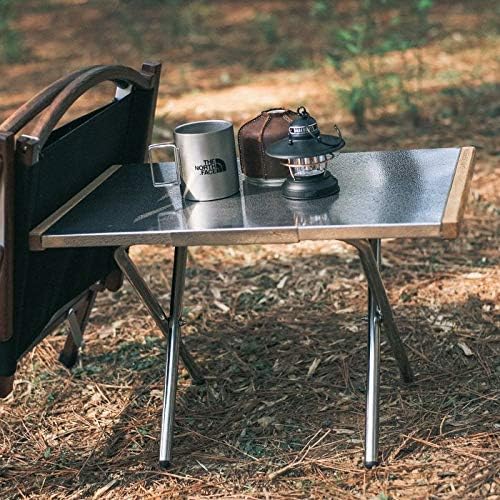 CAMPINGMOON Camping Side Table Heat-Resisting Stainless Steel Embossing Process for Outdoor Table