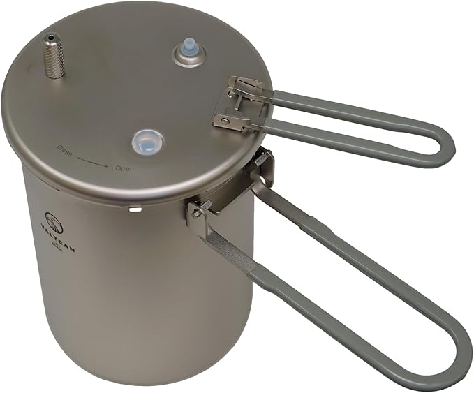 Valtcan 1800ml Titanium Pressure Rice Cooker Pot with Locking Lid | Lightweight Camping &