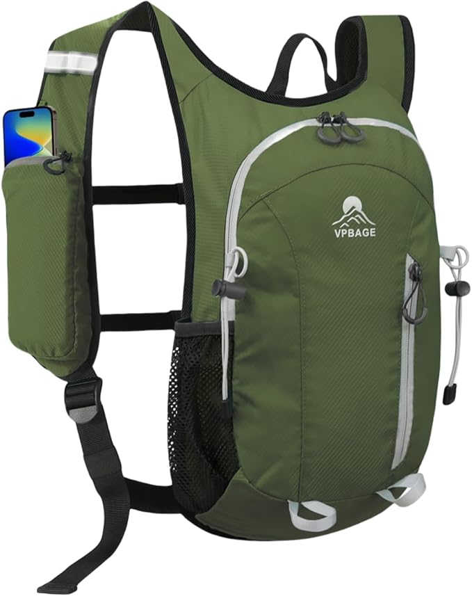 Small Hiking Backpack with Front Phone Holder, Packable Back pack with Chest and Waist Strap