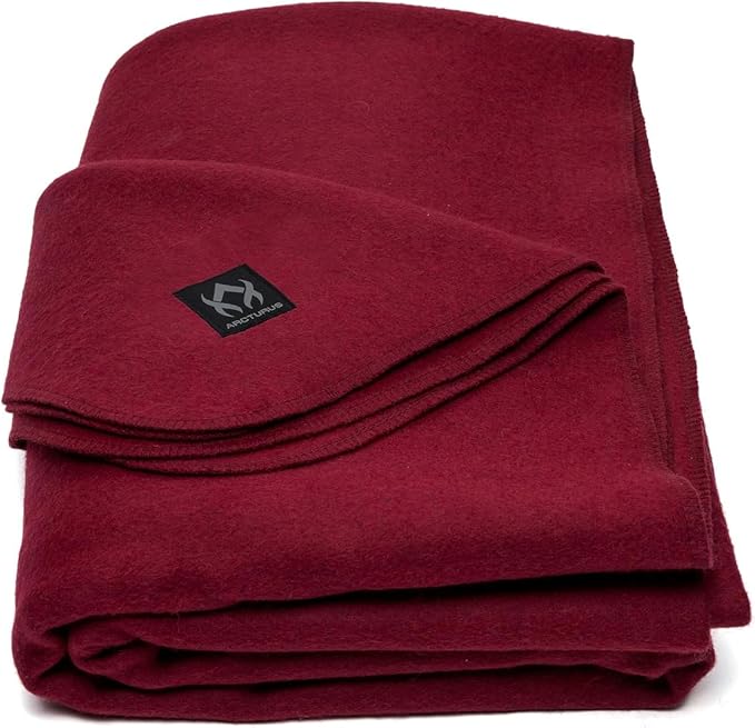 Arcturus Military Wool Blanket - Warm, Thick, Washable - Great for Outdoors, Camping, Stadium
