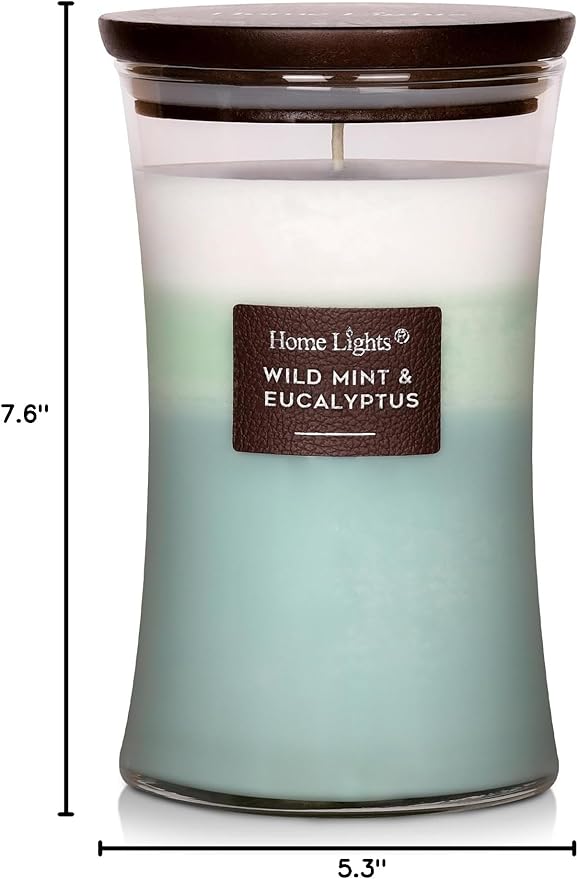 HomeLights 3-Layer Candles for Home Scented, 21.52 OZ Natural Soy Wax Scented Candles Burns Up to
