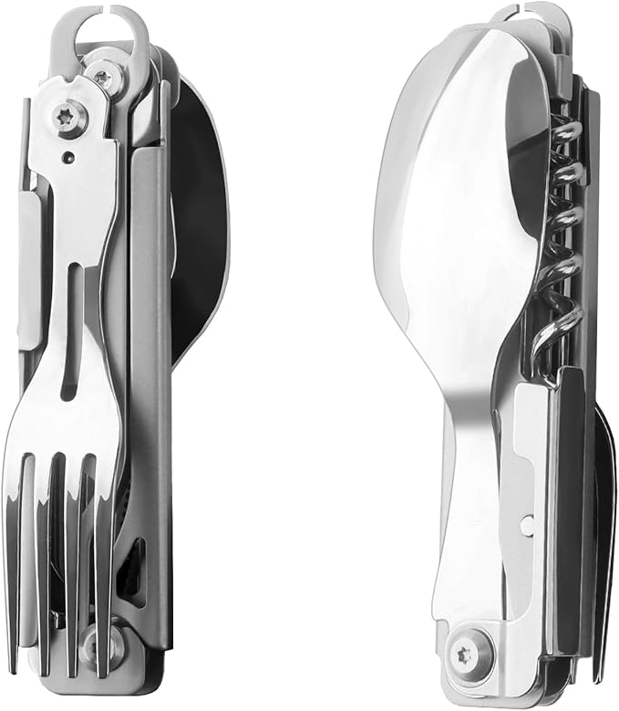 Portable 5-in-1 Camping Utensils - Detachable Travel Utensils Flatware Set - Compact Camping