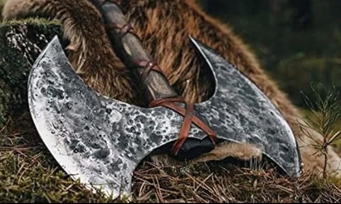 SHINY CRAFTS | 40" Handmade Double Head Berserker Axe, Large Norse Axe, Hand Forged Steel