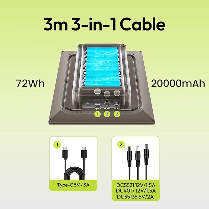 8W Solar Panel for Trail Camera with Build-in 72Wh Rechargeable Battery, Comes with 360°Adjustable