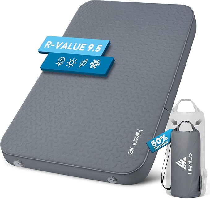 Hikenture 4" Thick Self Inflating Sleeping Pad, Foam & Air Camping Mattress, 9.5 R-Value Insulated