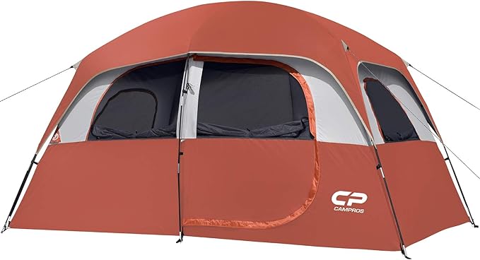 CAMPROS CP Tent 8 Person Camping Tents, Waterproof Windproof Family Tent with Top Rainfly, Large