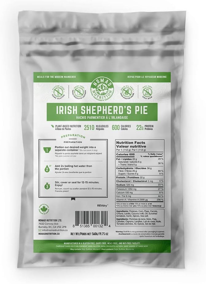 Nomad Nutrition ??Irish Shepherd?™s Pie | High Energy, All Natural Ingredients | Gluten, Dairy &