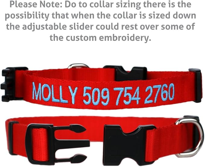 GoTags Personalized Dog Collar, Custom Embroidered Pet ID Dog Collar with Pet Name and Phone