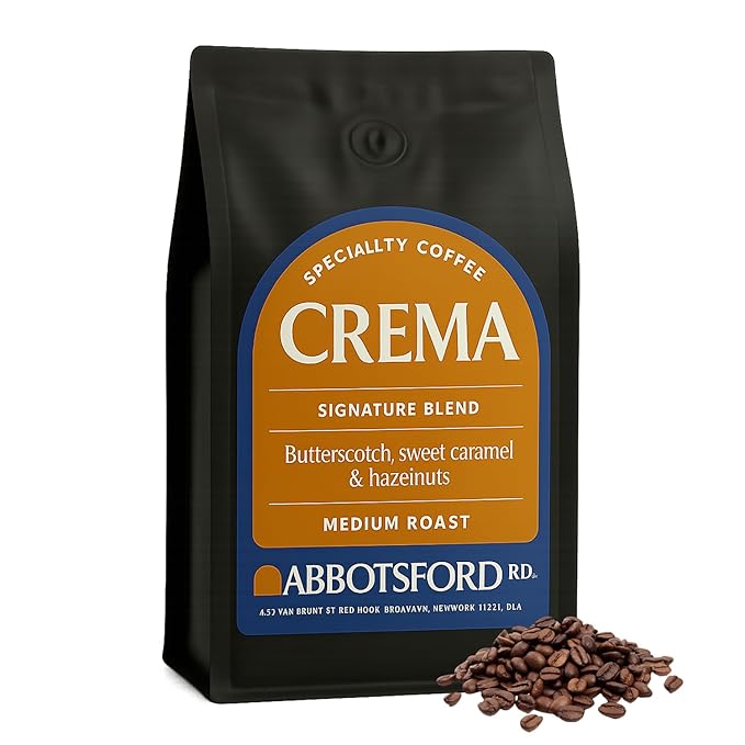 Crema Coffee Whole Bean, Medium Roast Coffee Beans, Signature Blend with Butterscotch, Sweet