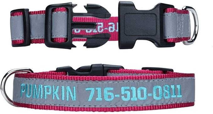 ROKHEVN WANTIG Embroidered Personalized ID Collar, 4 Adjustable Sizes: Extra-Small, Small, Medium