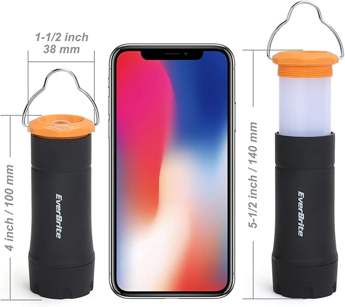 EverBrite 2-in-1 Mini Lanterns and Flashlights with 3 Modes, 2 Pack Portable Outdoor LED Zoomable