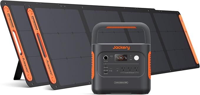 Jackery Solar Generator 2000 v2 with 2x200W Solar Panels, 2042Wh/2200W LiFePo4 Portable Power
