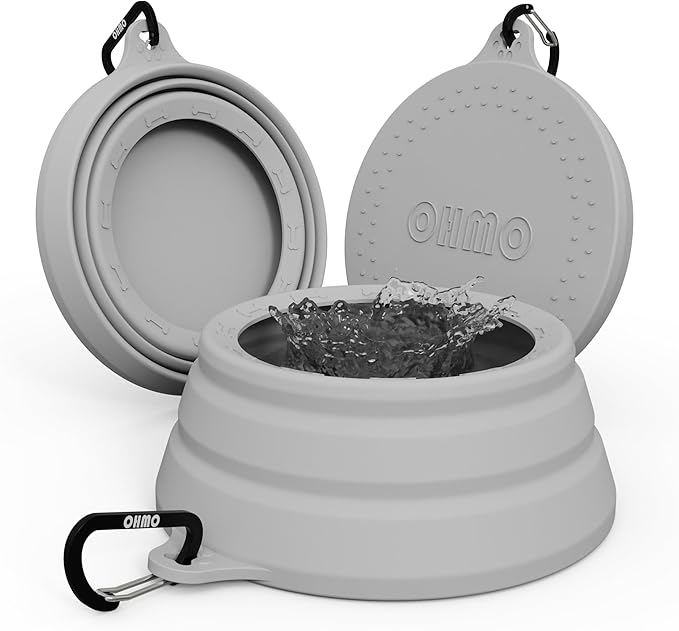 OHMO Spill Proof Collapsible Dog Water Bowl 24oz for Cars, No Splash Portable Bowls for Dog Travel