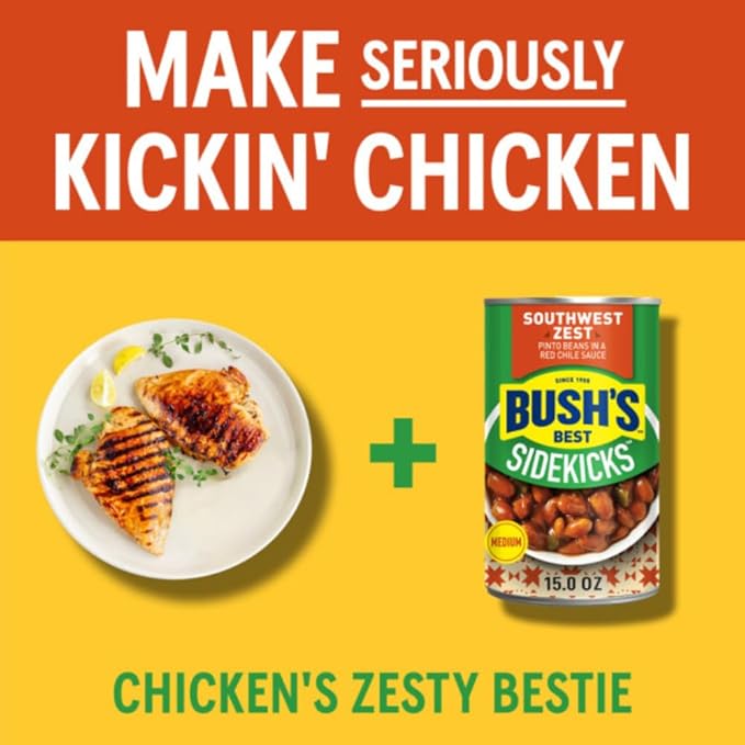 Bush's Best Baked Beans, Sidekicks Variety Pack, Southwest Zest Pinto Beans (15oz), Taco Fiesta