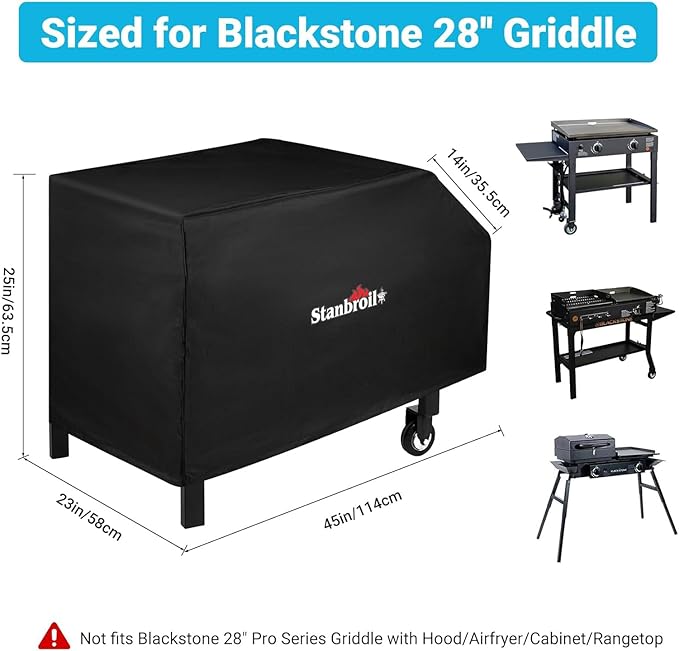 Stanbroil 28" Griddle Cover for Blackstone 2 Burner Grills, 600D Heavy Duty Waterproof Anti-UV