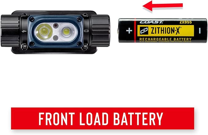 Coast WPH34R 2000 Lumen Waterproof Ultra Bright IP68 USB Rechargeable-Dual Power Headlamp, 6 Modes