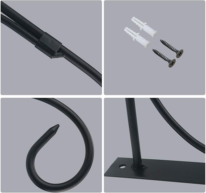 Tinsow 2 Pcs Plant Bracket Iron Wall Hooks Straight Downcurled Hanging for Wind Chimes, Flower