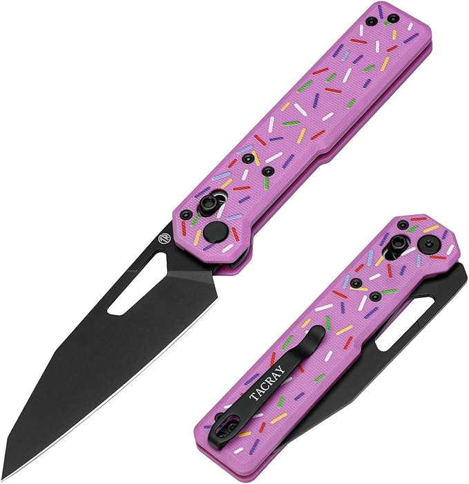 Tarcus Folding Pocket Knife, 3.5" D2 Steel DLC Blade G10 Handle, Lightweight EDC Knife with