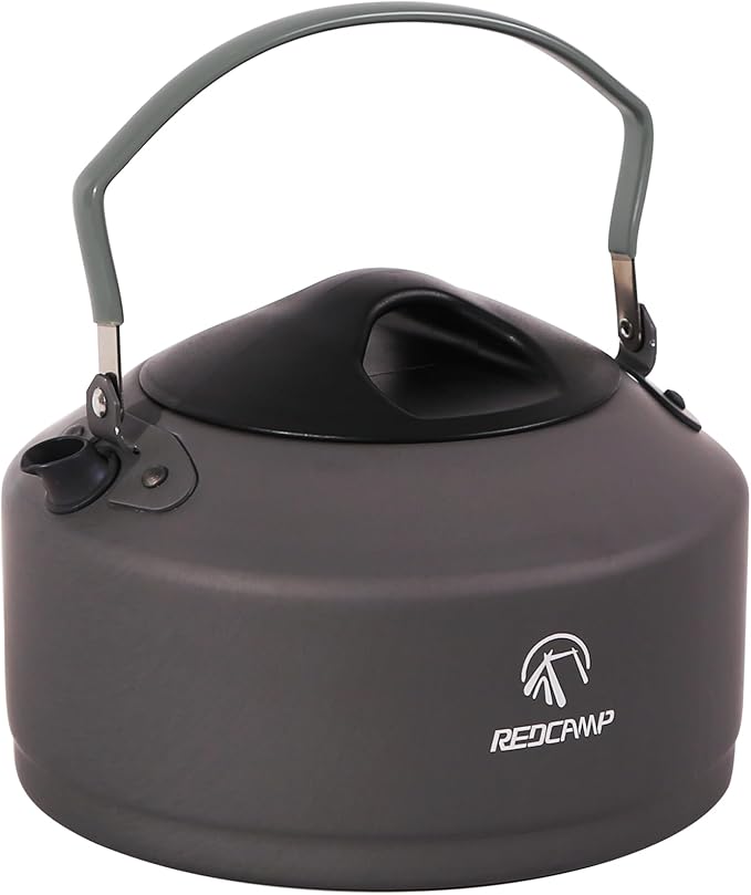 REDCAMP 0.9L Small Outdoor Camping Kettle, Aluminum Water Pot with Carrying Bag, Compact