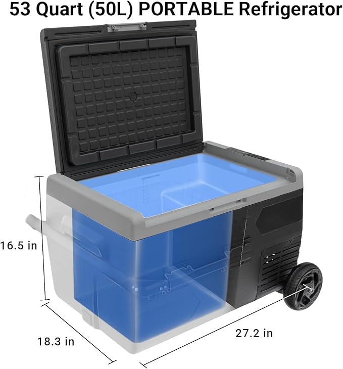 Smad Electric Cooler, 12 Volt Refrigerator, 53QT(50L) 12V Compressor Cooler -4?~50?, 12V Fridge
