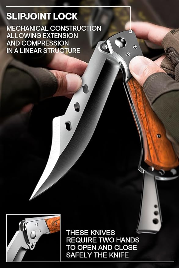 Grand Way Long Blade Folding Knife - Sharp Hunting Hiking Camping Tactical Survival Work Knives for