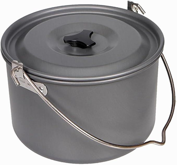 Aluminum Alloy Camping Hanging Pot with Lid Lifter Handle Lightweight 4200ml Portable Pot for