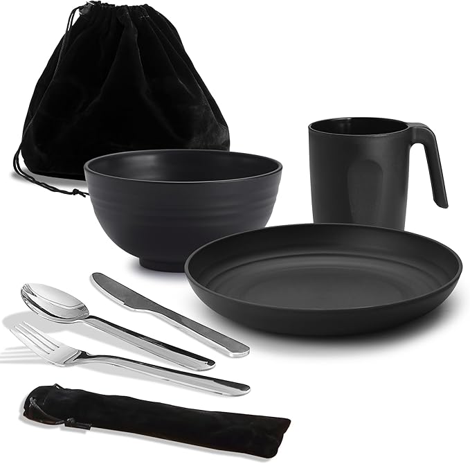Camping Utensils, Reanea Camping Mess Kit for Travel, Camping, Picnic, Outdoor, Camping Gear