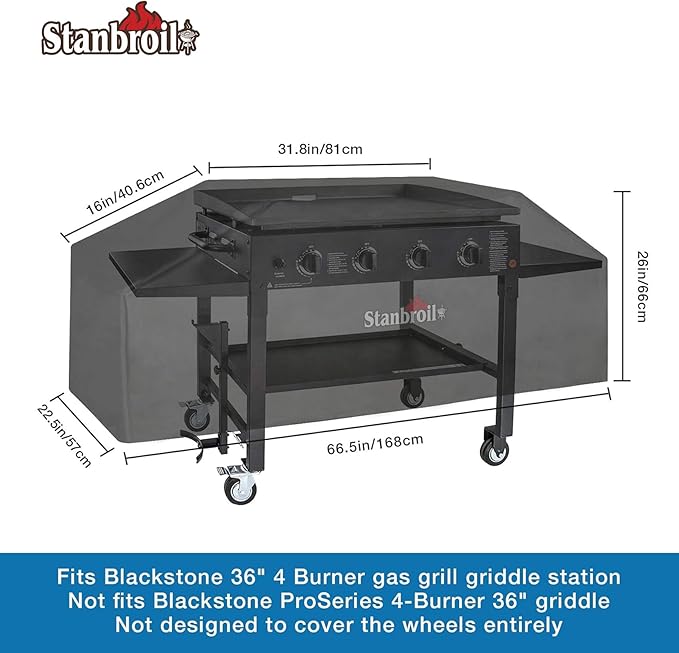 Stanbroil 36 inch Griddle Cover for Blackstone 4 Burner Grills, 600D Heavy Duty Waterproof Canvas