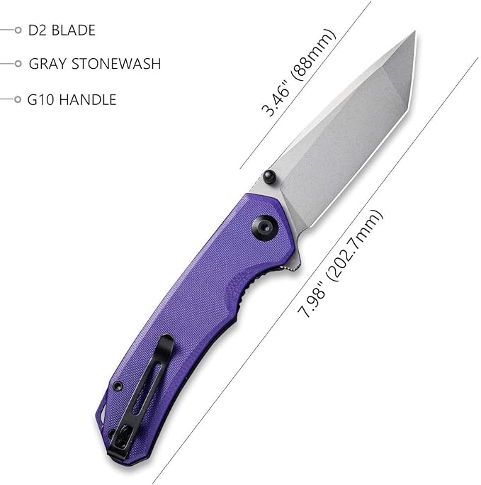 CIVIVI Brazen Folding Pocket Knife,3.5-Inch Tanto D2 Plain Blade,G-10 Outdoor Camping Hiking Knife