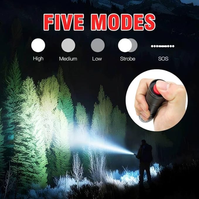HAUSBELL T8 Upgraded Flashlight Bright, Zoomable Tactical LED Flashlights Flash Light with High