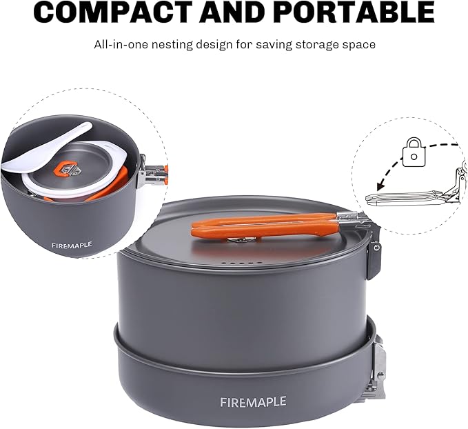 Fire-Maple Feast 4 Piece Camping Cookware Cookware Cookware Kit Outdoor Cookware Set with Pots