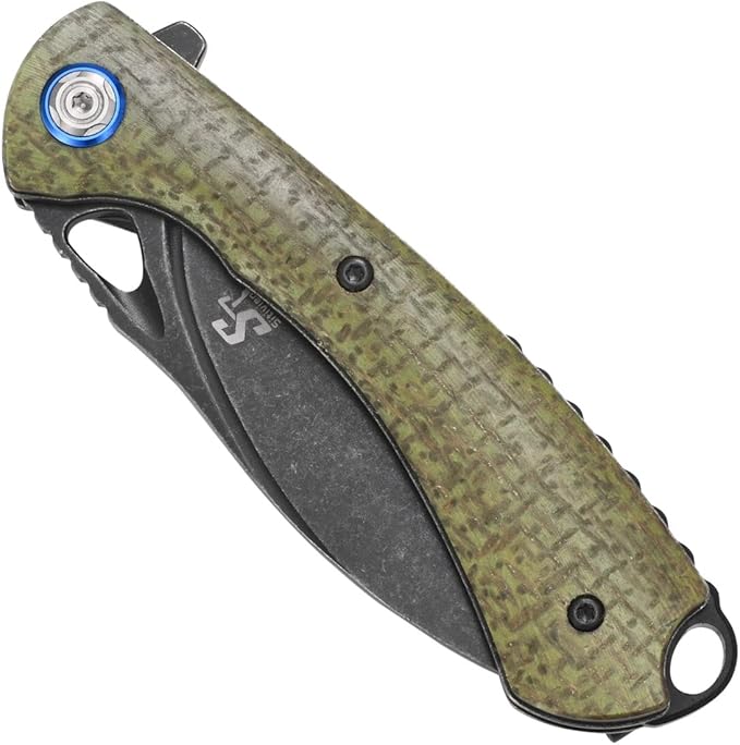 Sitivien ST147 Folding Pocket Knife,Black Stonewashed 14C28N Steel Blade with Micarta Handle