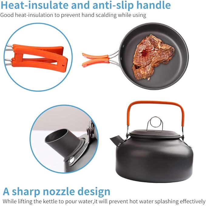 Gutsdoor Camping Cookware Set Camping Gear Campfire Utensils Non-Stick Cooking Equipment