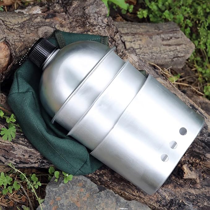 Camping cookware Set, 3pcs Cookware Set Aluminum Canteen Cup Wood Stove Set with Cover Bag for