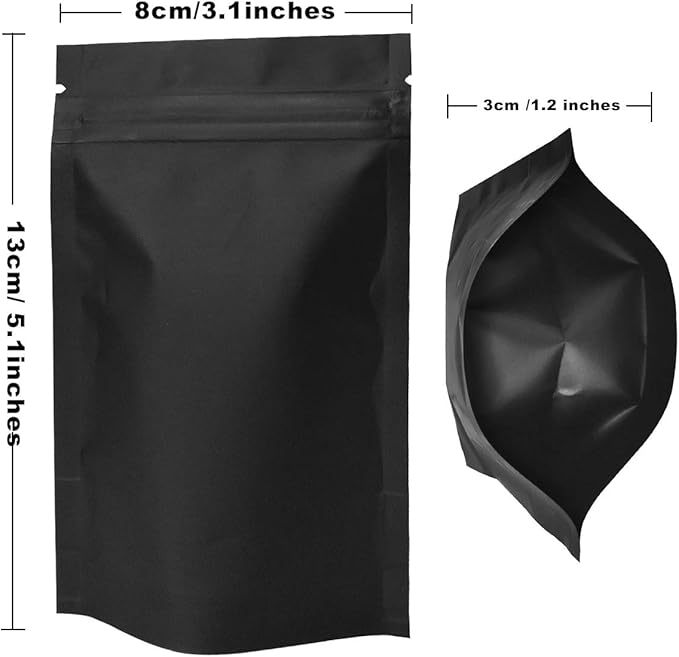 STUs 100 Pack Smell Proof Bags 3.1 x 5.1 Inch Resealable Stand-Up Mylar Bags Foil Pouch