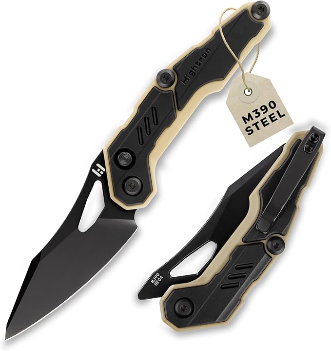 Hightron Spectron Folding Pocket Knife, 3.05" M390 Steel Blade and Nylon Fiber Handle, Sharp EDC