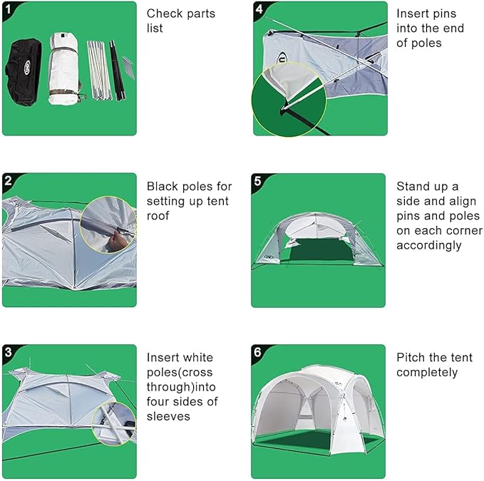 UNP Easy Beach Tent Pop Up Canopy UPF50+ Tent with Side Wall, Ground Pegs, and Stability Poles, Sun
