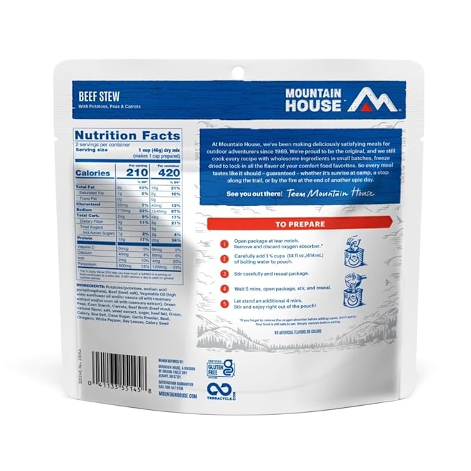 Mountain House Beef Stew | Freeze Dried Backpacking & Camping Food | 6-Pack | Gluten-Free