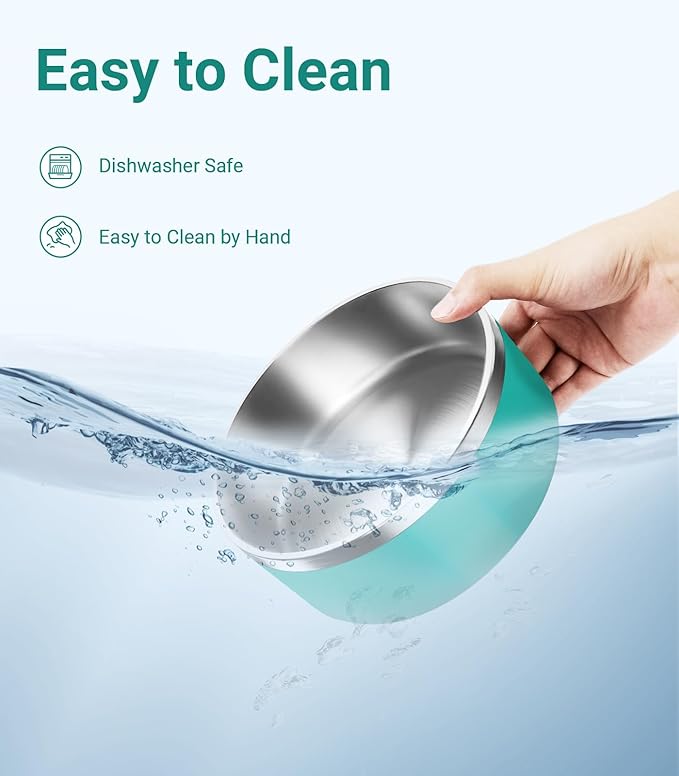 Dog Bowl, Stainless Steel Dog Food and Water Bowl with Non Slip Quiet Bottom, Easy to Clean