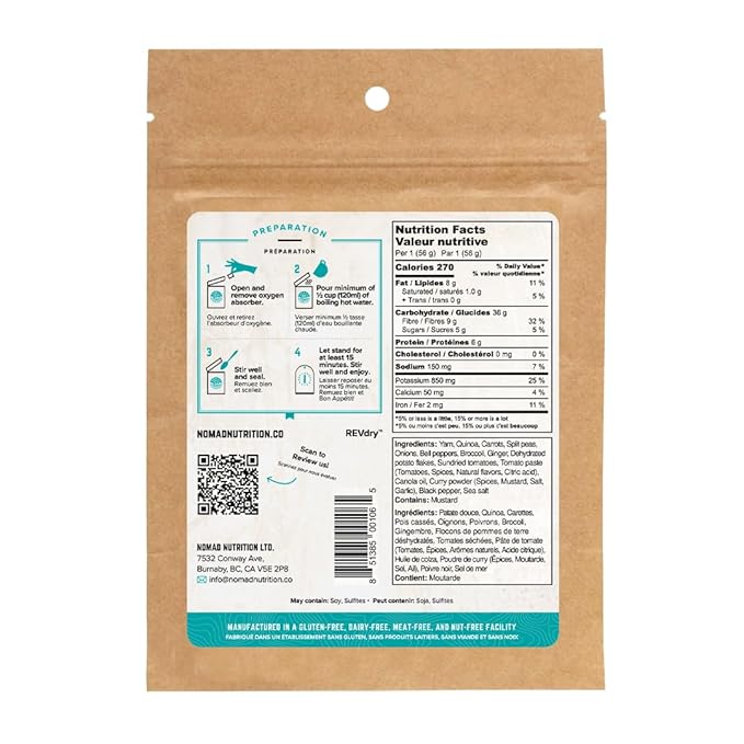 Nomad Nutrition Caribbean Curry | Instant Freeze Dried Backpacking & Camping Food | Plant-Based