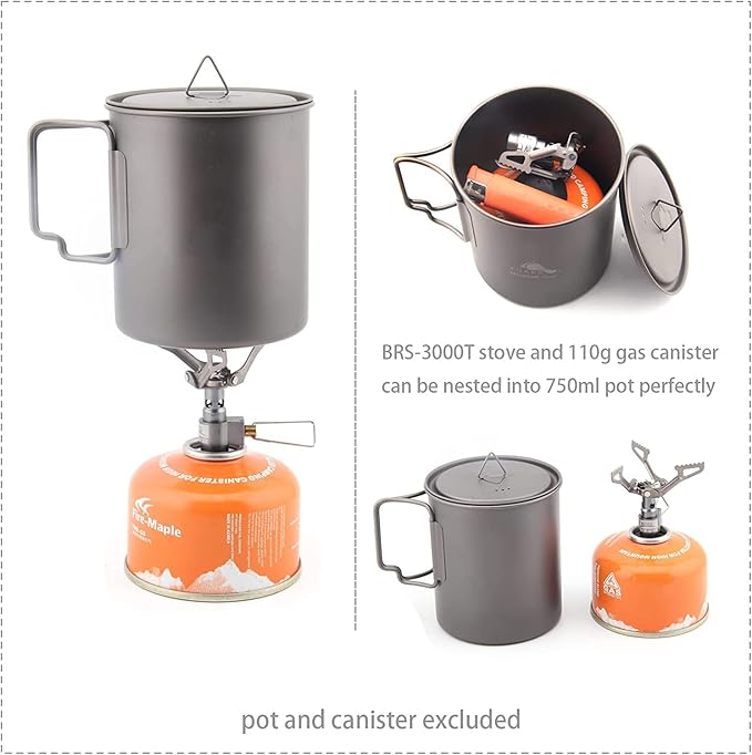 BRS Stove BRS 3000T Stove Titanium Ultralight Backpacking Stove Portable Propane Camping Stove Gas