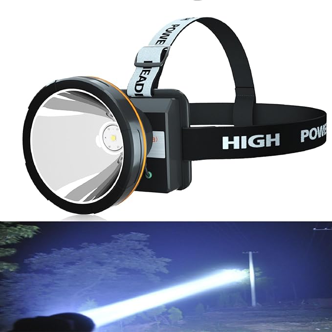 Super Bright Headlamp Rechargeable LED Spotlight with Battery Powered Headlight for Garden Outdoor